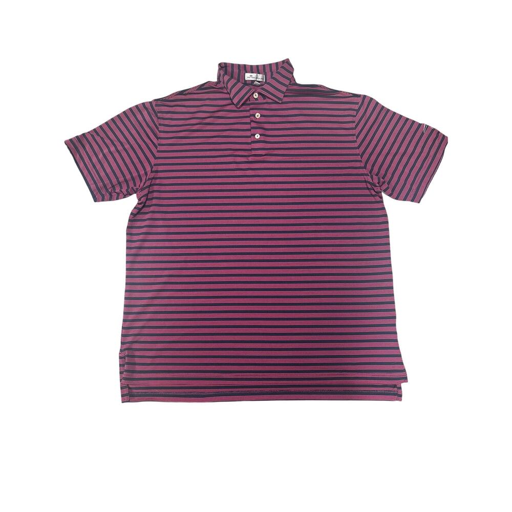 Peter Millar Men's L Striped Polo Short Sleeved Golf 1914 Summer Casual Tennis